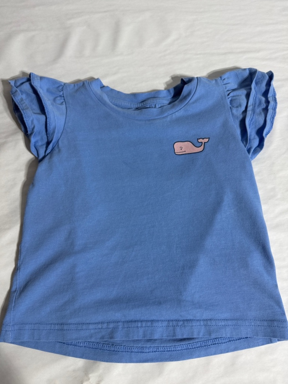 Vineyard Vines Blue Tee with Pink Sparkly Whale
